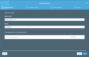 Create S3 bucket for website files